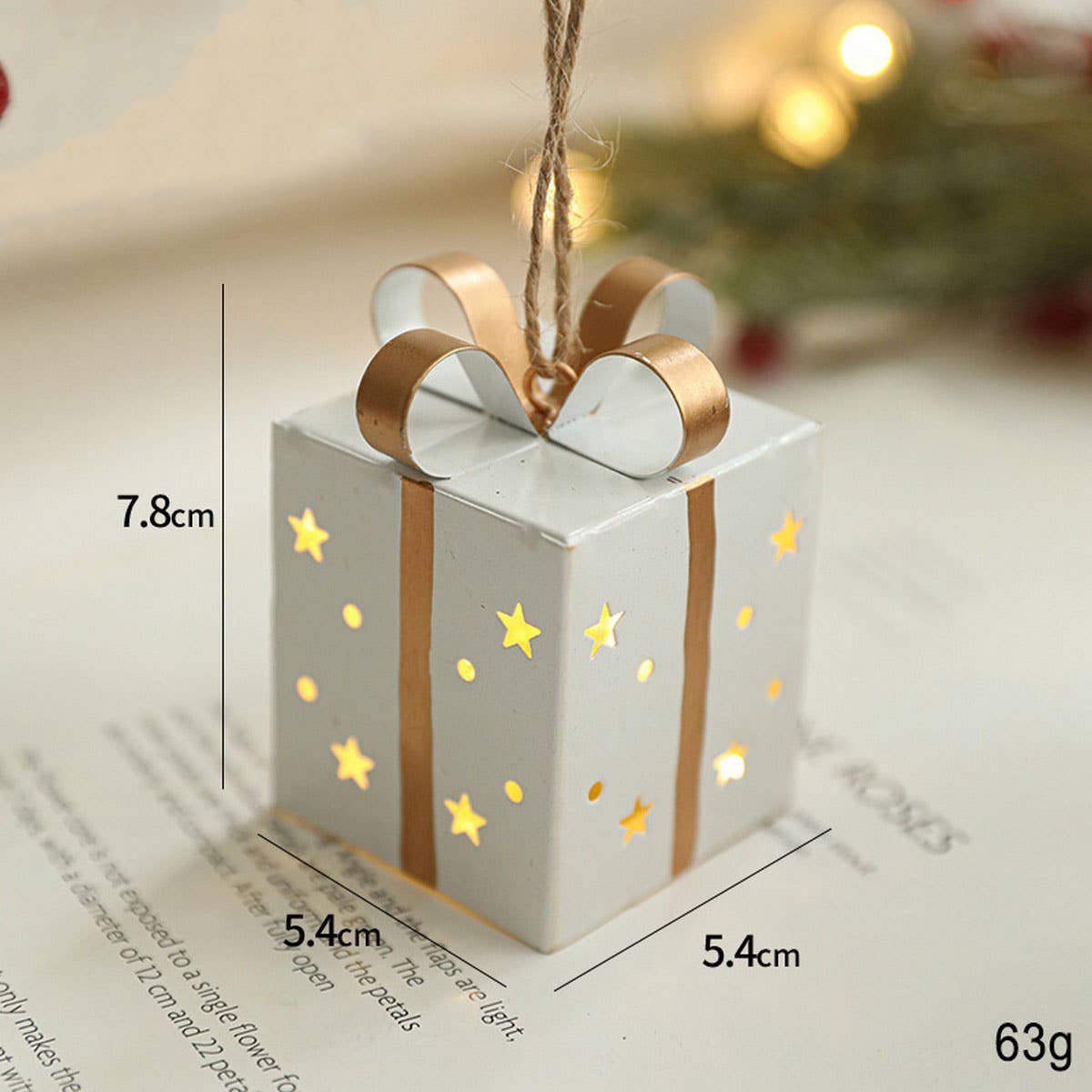 Iron Star Lighted Gift Box Xmas Tree Decor