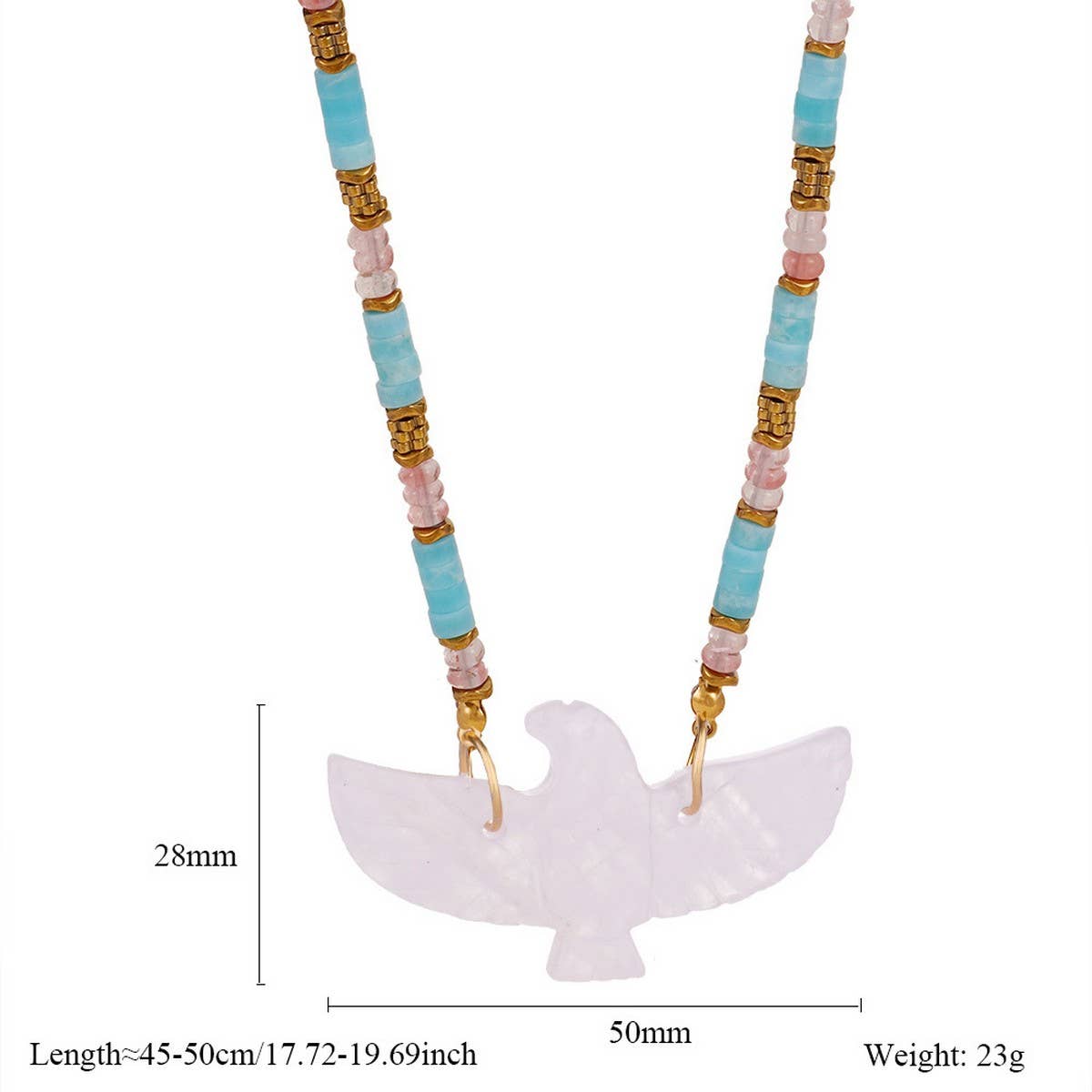 Handmade Eagle Necklace with Gemstone Beads