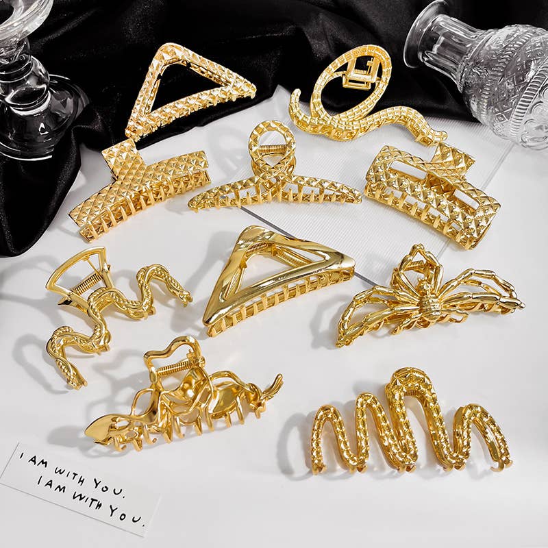 Geometric dark elegant metal clipper hair clips