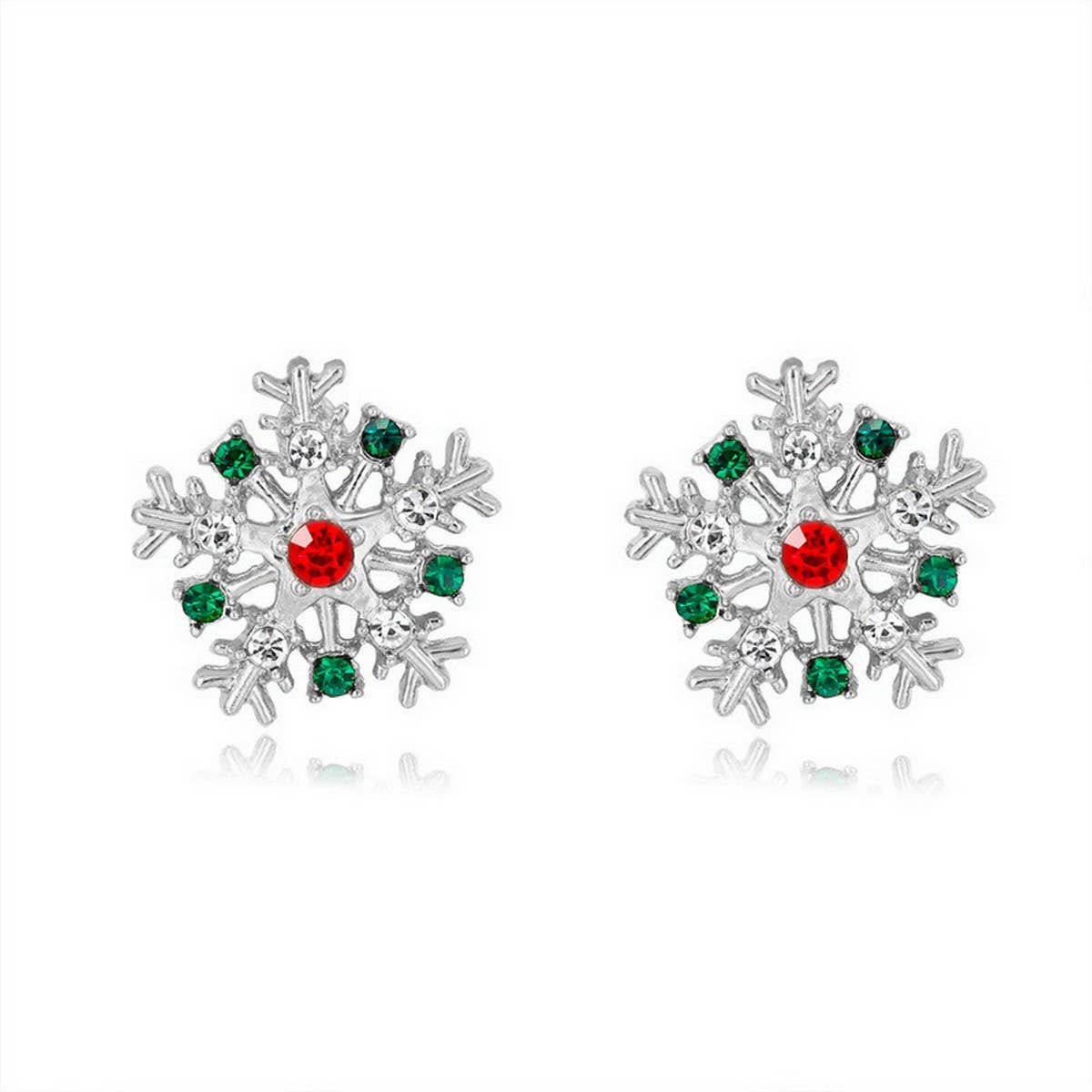 CWAJE2501_CHRISTMAS DIAMOND COLORED SNOWFLAKE EARRINGS