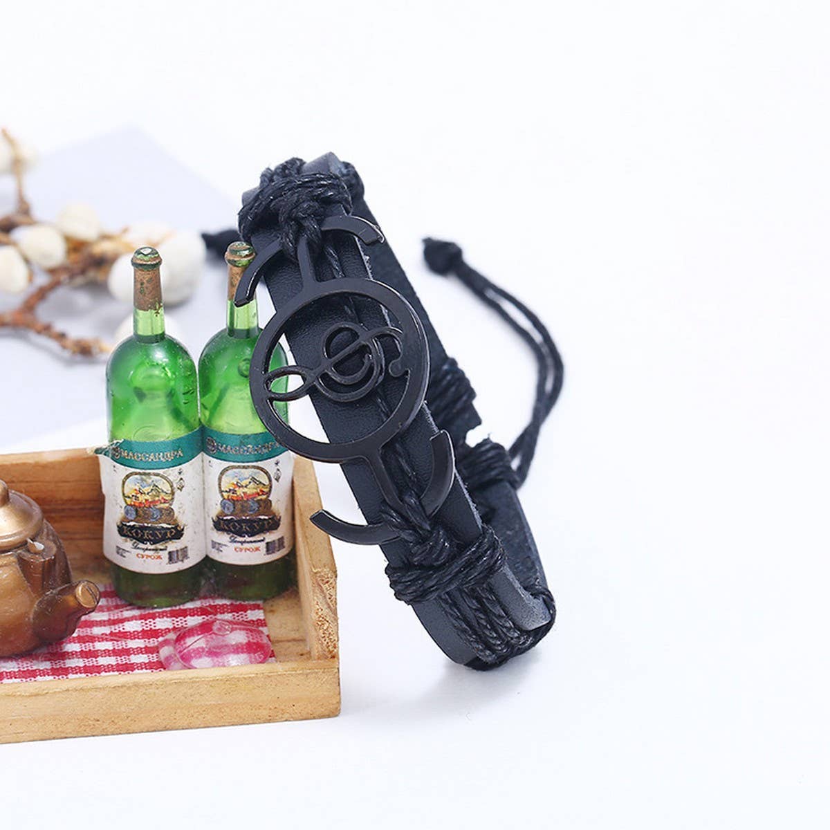 NEW MUSICAL NOTE BRAIDED LEATHER BRACELET