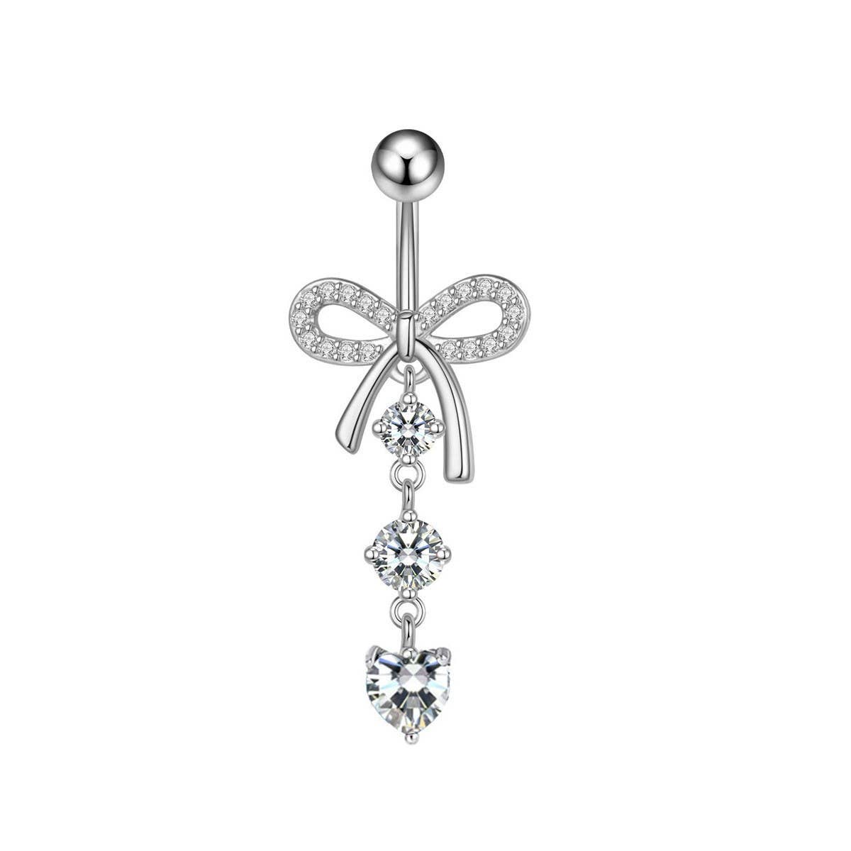 Heart & Butterfly CZ Belly Ring ? Body Jewelry