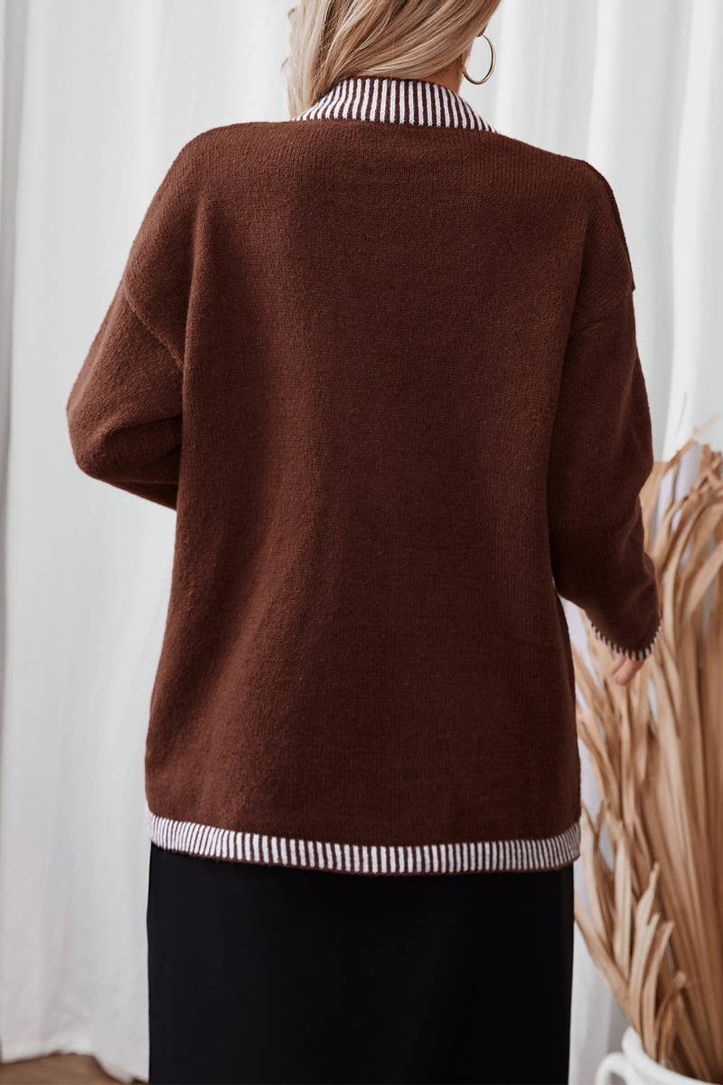 CWOCAL0862_SLOUCHY POCKET SINGLE BREASTED STRIPED KNIT TOP