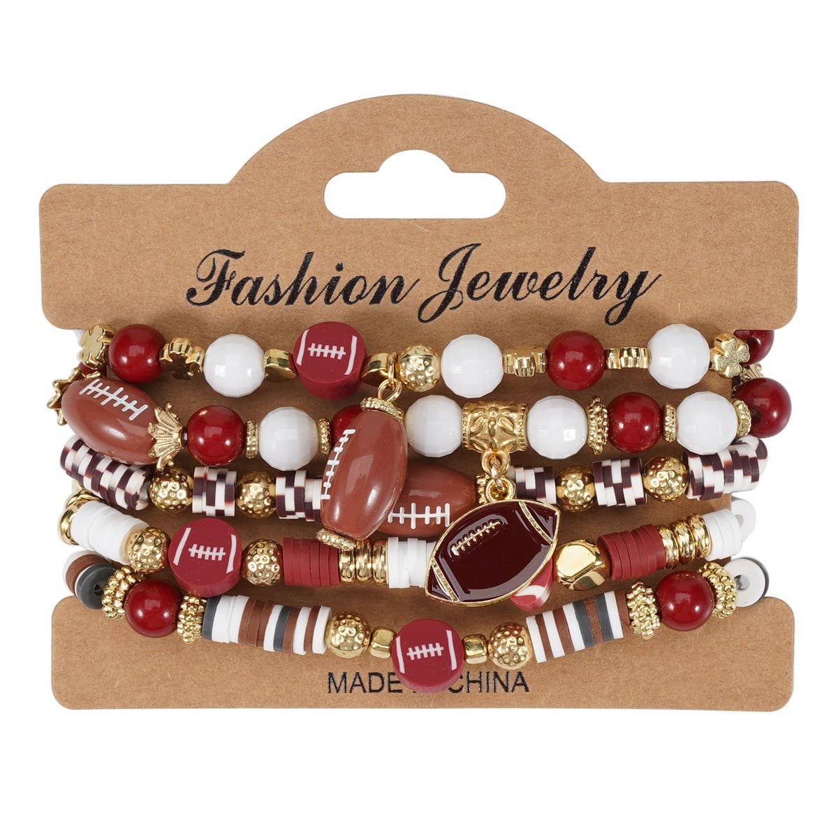 CWMM10459_FOOTBALL MOM GAME DAY BEADED ELASTIC BRACELET