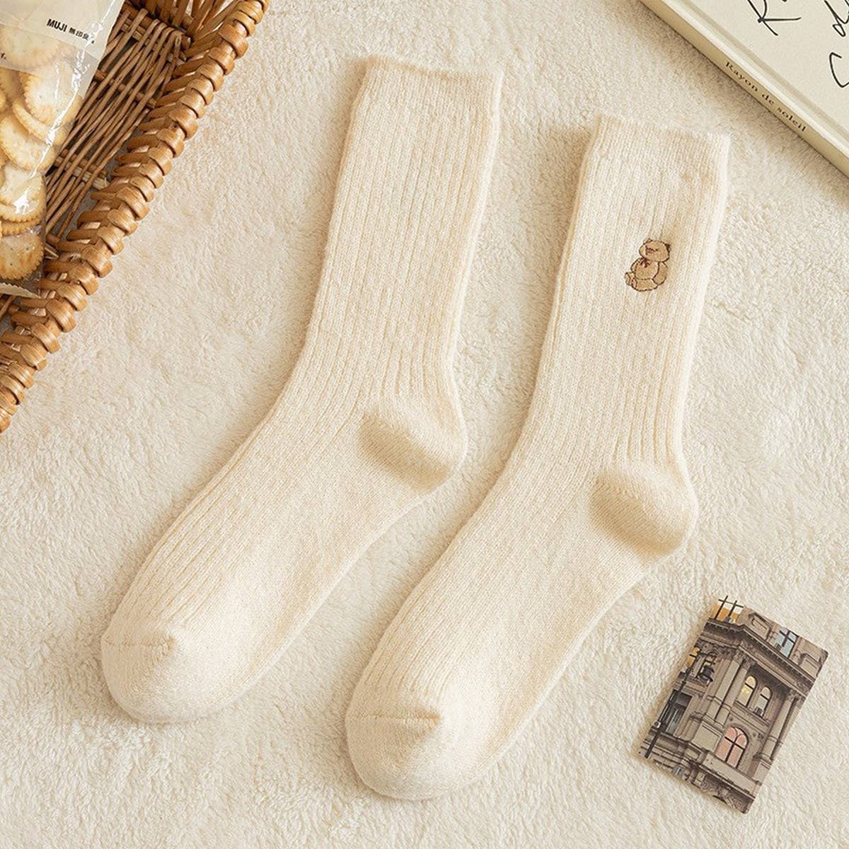 WINTER PLUSH BEAR CUTE PILE SOCKS