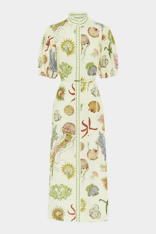 CWDMD5740_NEW PRINTED CASUAL PUFF SLEEVE DRESS