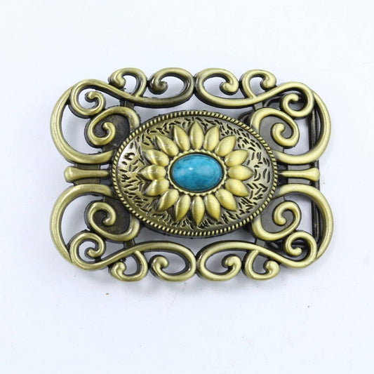 WESTERN BELT BUCKLE WITH TURQUOISE ACCENTS_CWABE0428