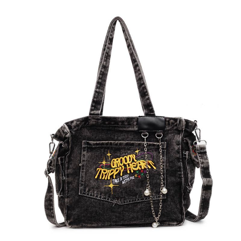 Fashionable casual versatile denim crossbody bag