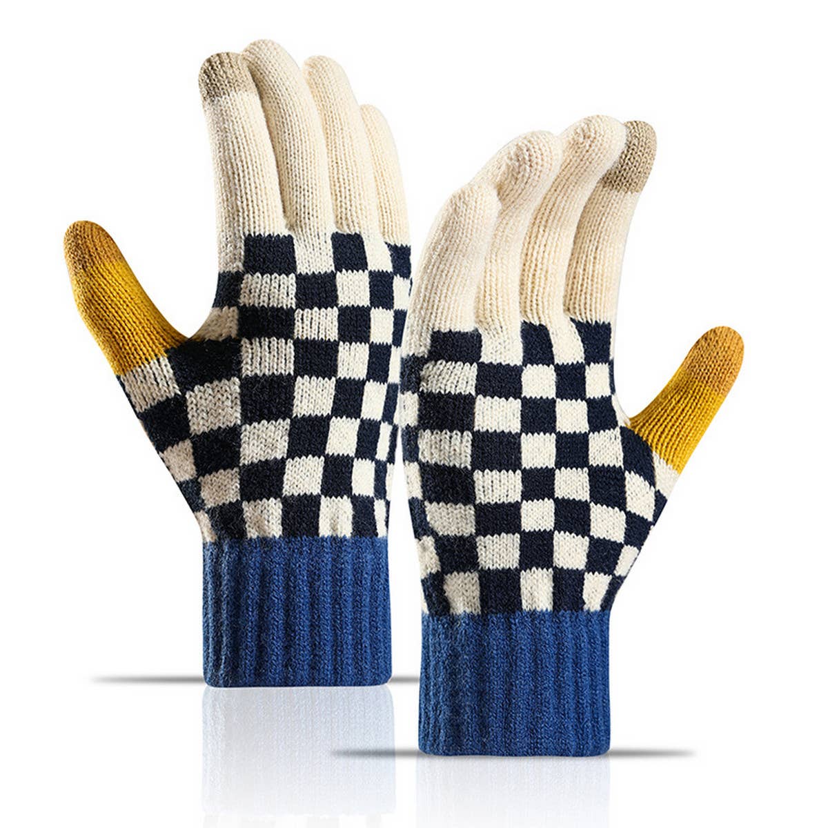 WARM AND WINDPROOF THICK STRIPED KNITTED GLOVES_CWAG0035
