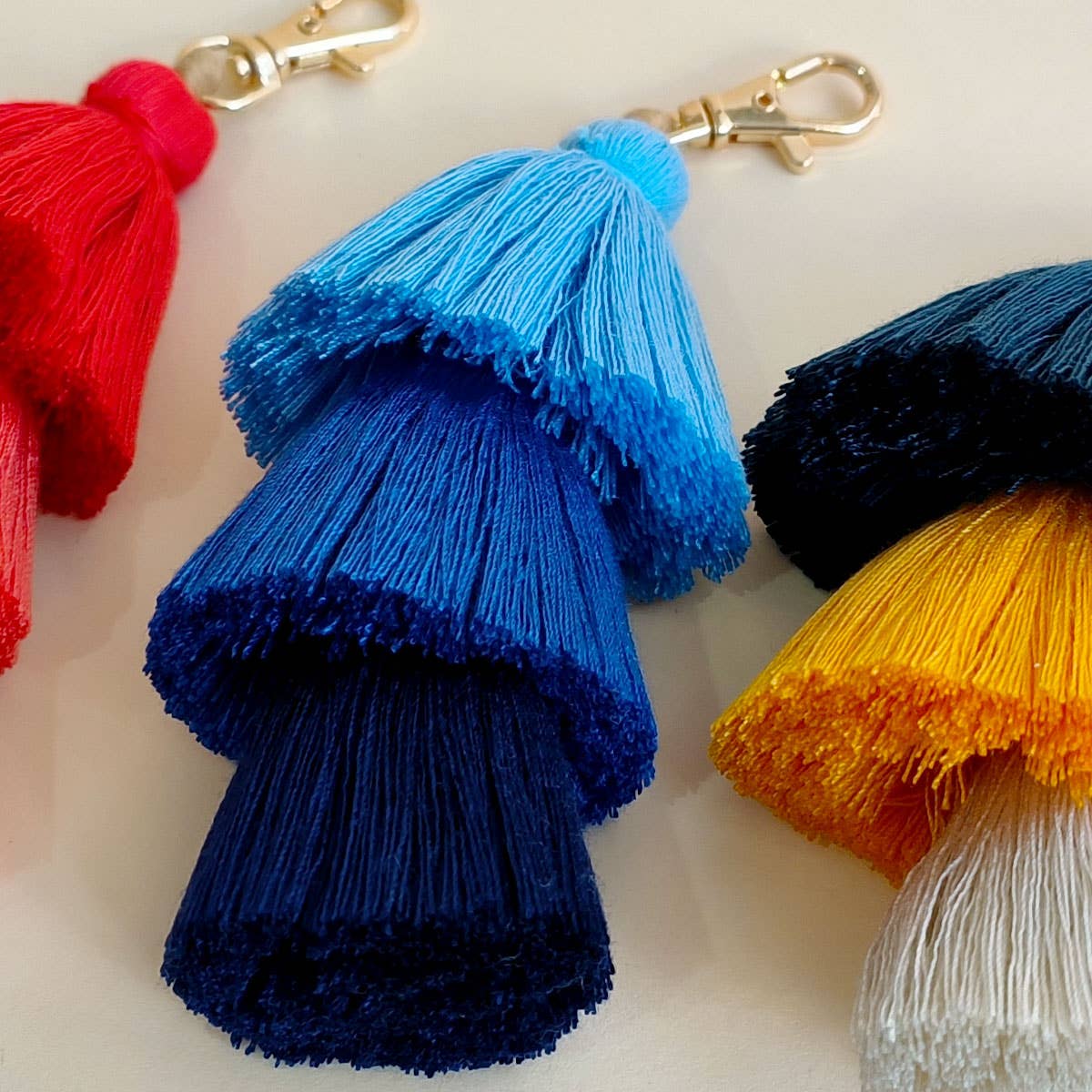 HANDMADE COTTON ROPE TASSEL KEYCHAIN