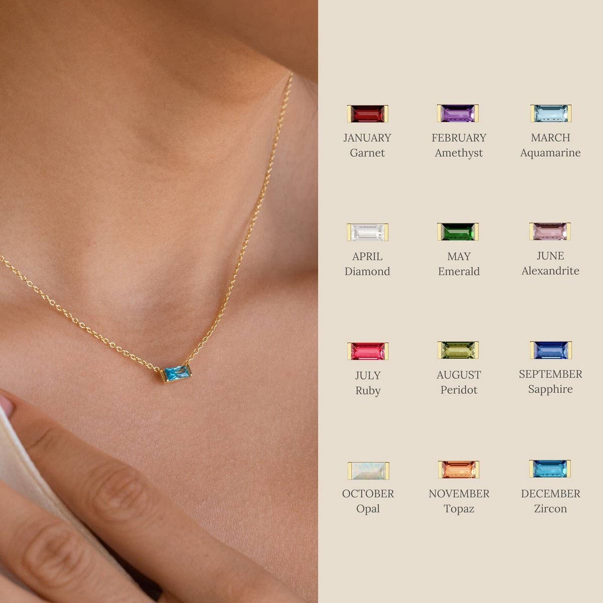 Stainless Steel Colored Birthstone Necklace_CWMM5535