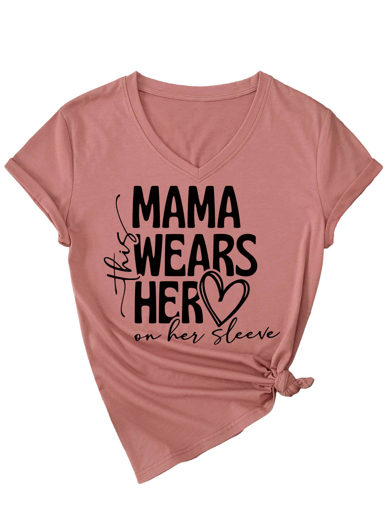 Simple Mother's Day V-neck blouse_CWTBLS0568