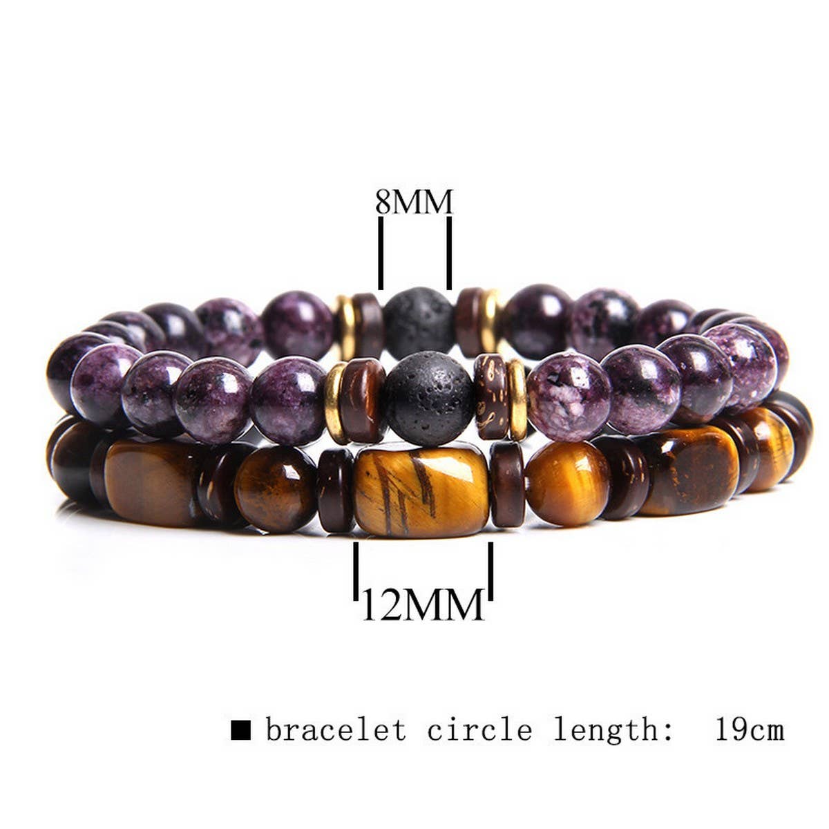 CWAJE4218_MEN'S TIGER EYE BEAD DOUBLE LAYER BRACELET