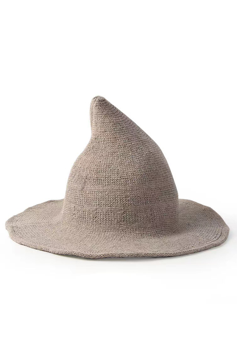 Halloween Knit Witch Hat, Wide Brim Pointed Top_CWAH0616
