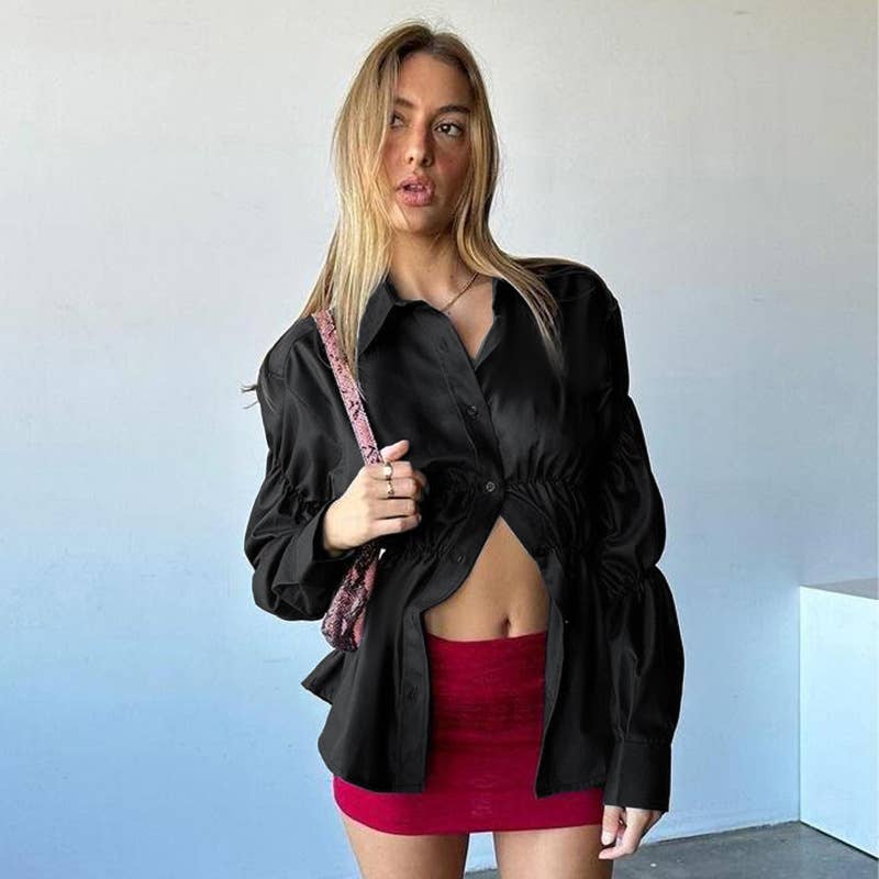 TEMPERAMENT CASUAL PLEATED SHIRT LONG SLEEVE