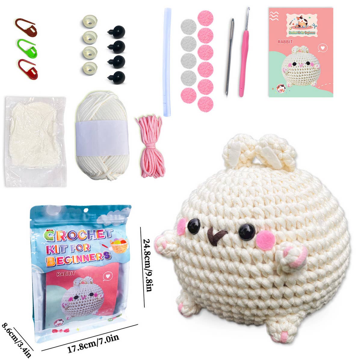 HANDMADE BUNNY DOLL CROCHET MATERIAL PACKAGE