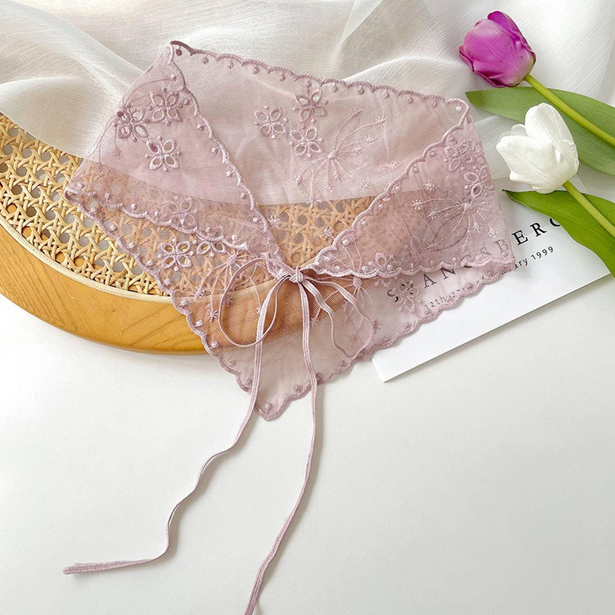 SIMPLE SOLID COLOR HOLLOW LACE SCARF_CWASC0747