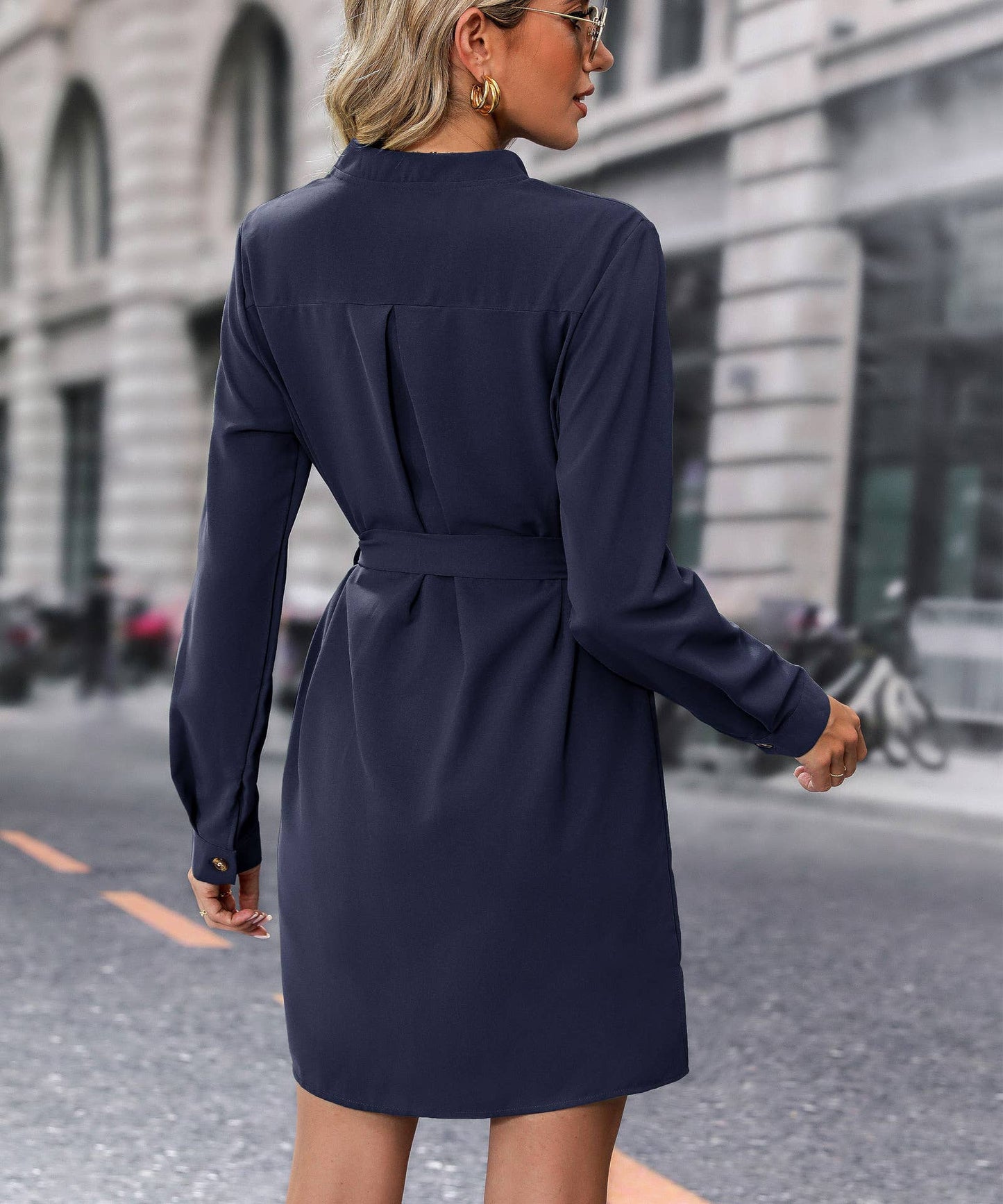 LONG-SLEEVED LACE-UP CARDIGAN DRESS