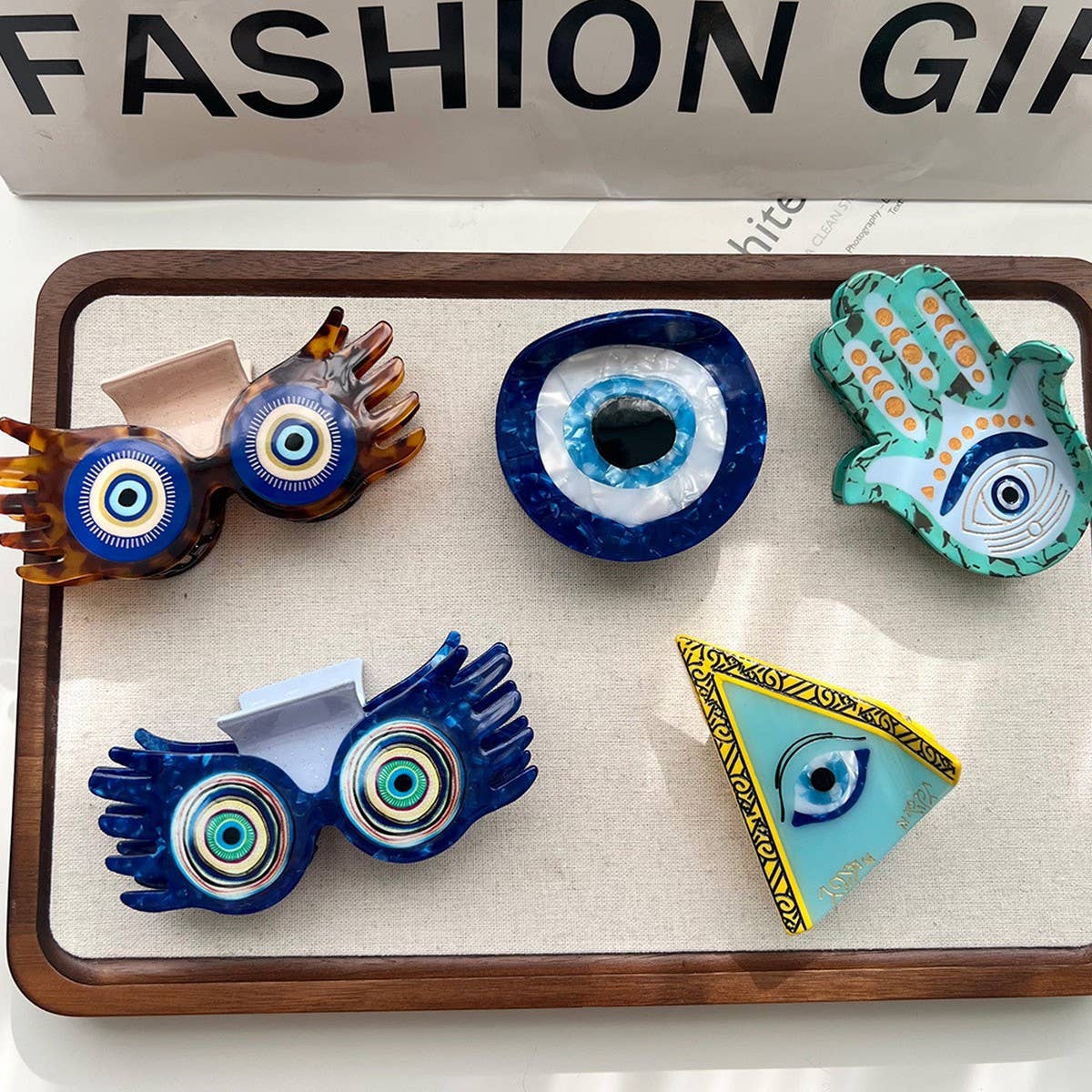 Eye Hand Acetate Large Hair Claw Clip for Women_CWAHA5776