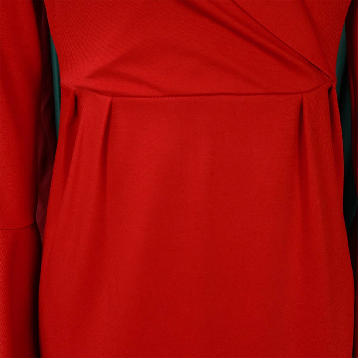 V-NECK ELEGANT TRUMPET SLEEVE SLIT HIP DRESS