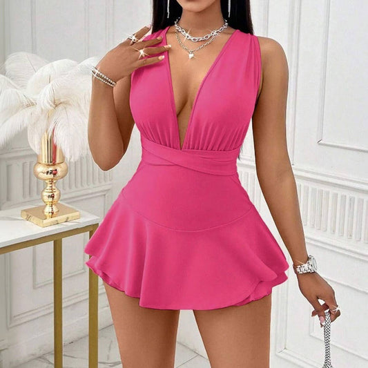 Sexy V-Neck Sleeveless Tapered Jumpsuit