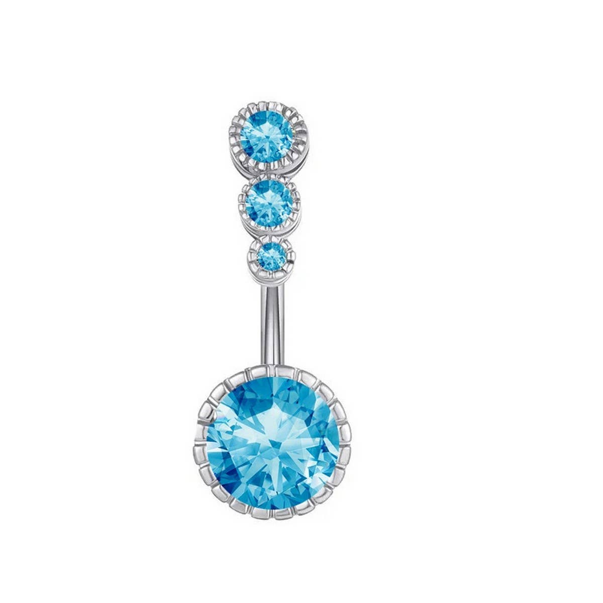 3 Gem CZ Belly Ring ??Surgical Steel Piercing_CWMM9174