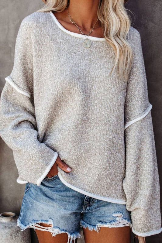 CWOSWL1043_Casual Crew Neck Pullover Long Sleeve Sweater