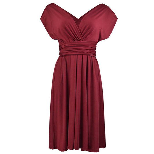 Solid Color Tie-Up Multi-Way Flowy Dress