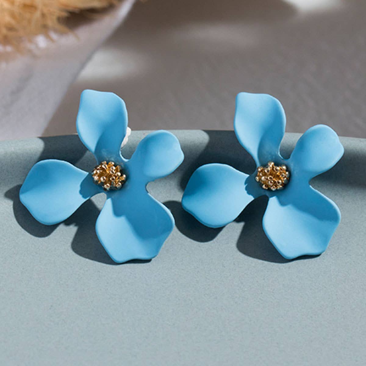S925 Silver Needle Blue Series Flower earrings