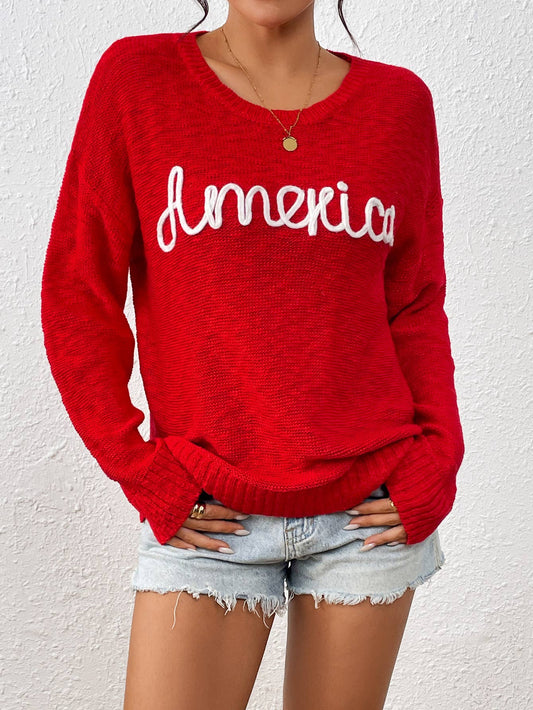 INDEPENDENCE DAY ALPHABET SWEATER WITH EVERYTHING