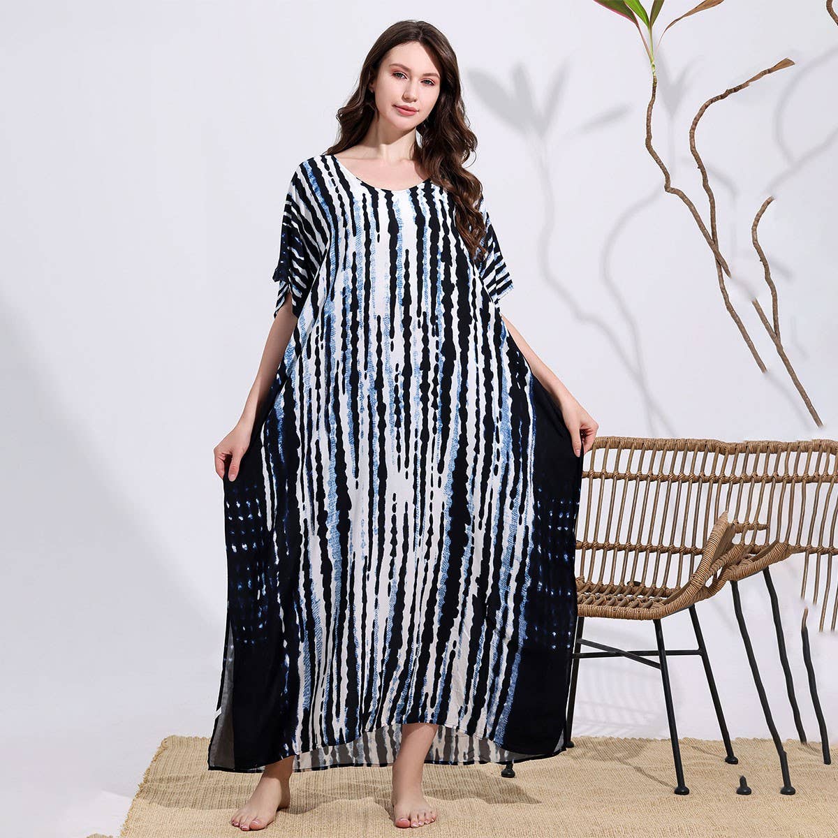 Tie-Dye Cotton Blend Beach Cover-Up Robe