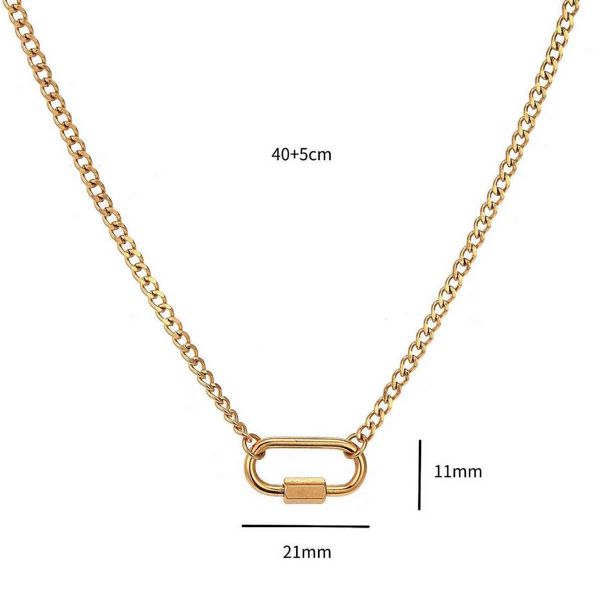 Basic loose chain heart round necklace_CWMM5711