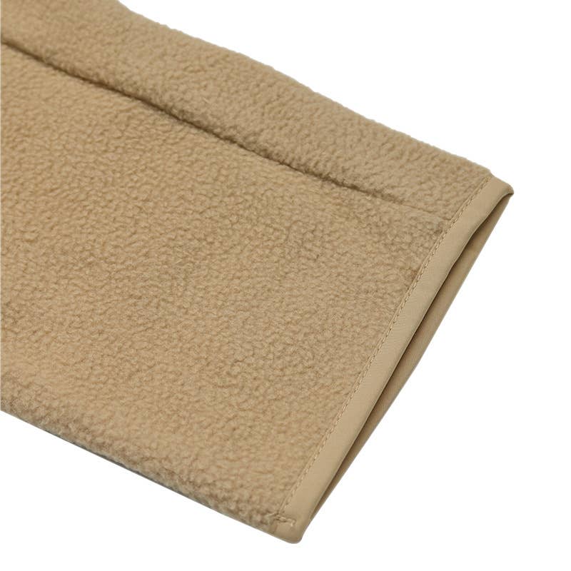 SHORT LOOSE FLEECE LAPEL HORN BUTTON JACKET