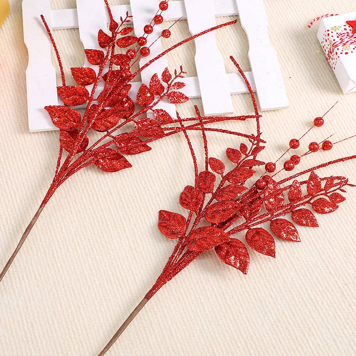 Realistic Berry and Leaf Christmas Floral Pick_CWMM9891