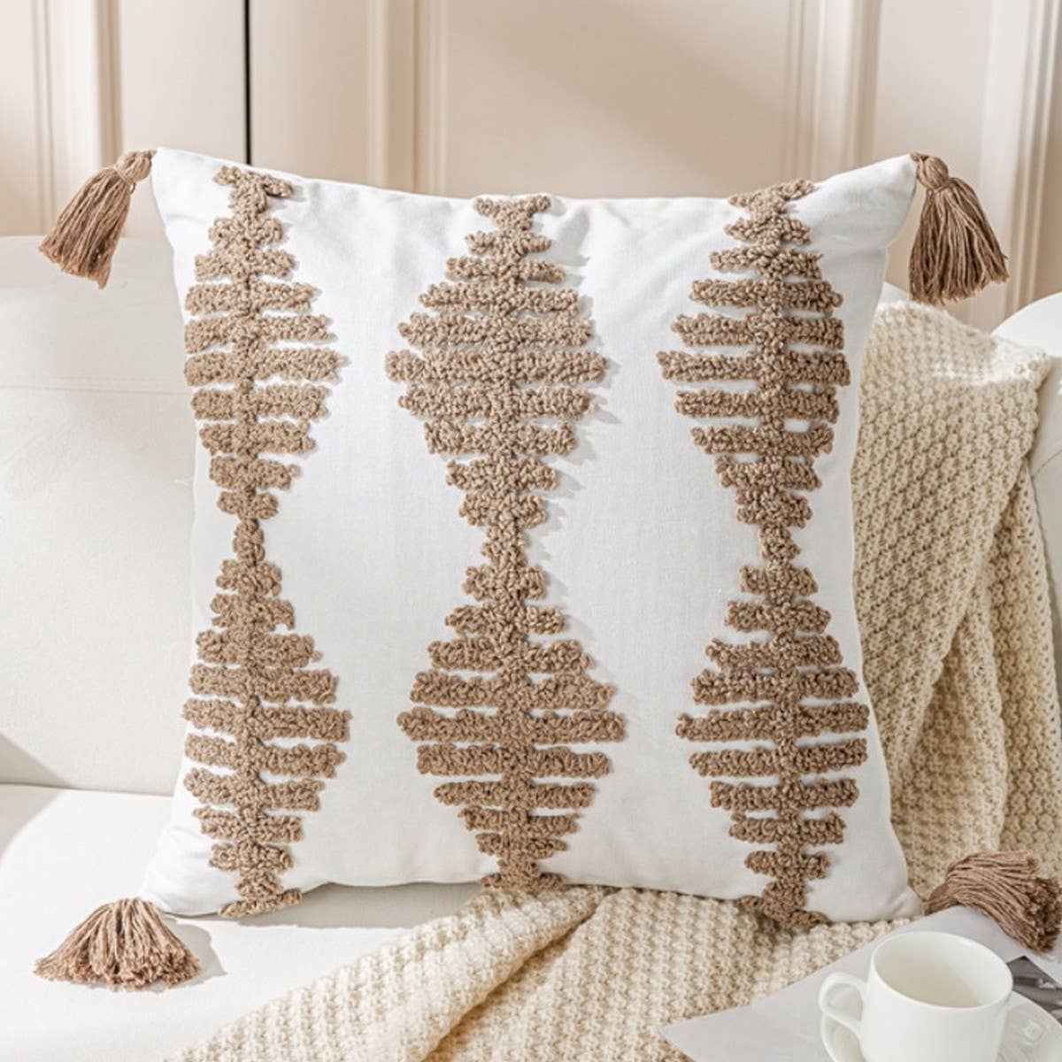 Cream Vintage Sofa Pillow Cover Waist Cushion