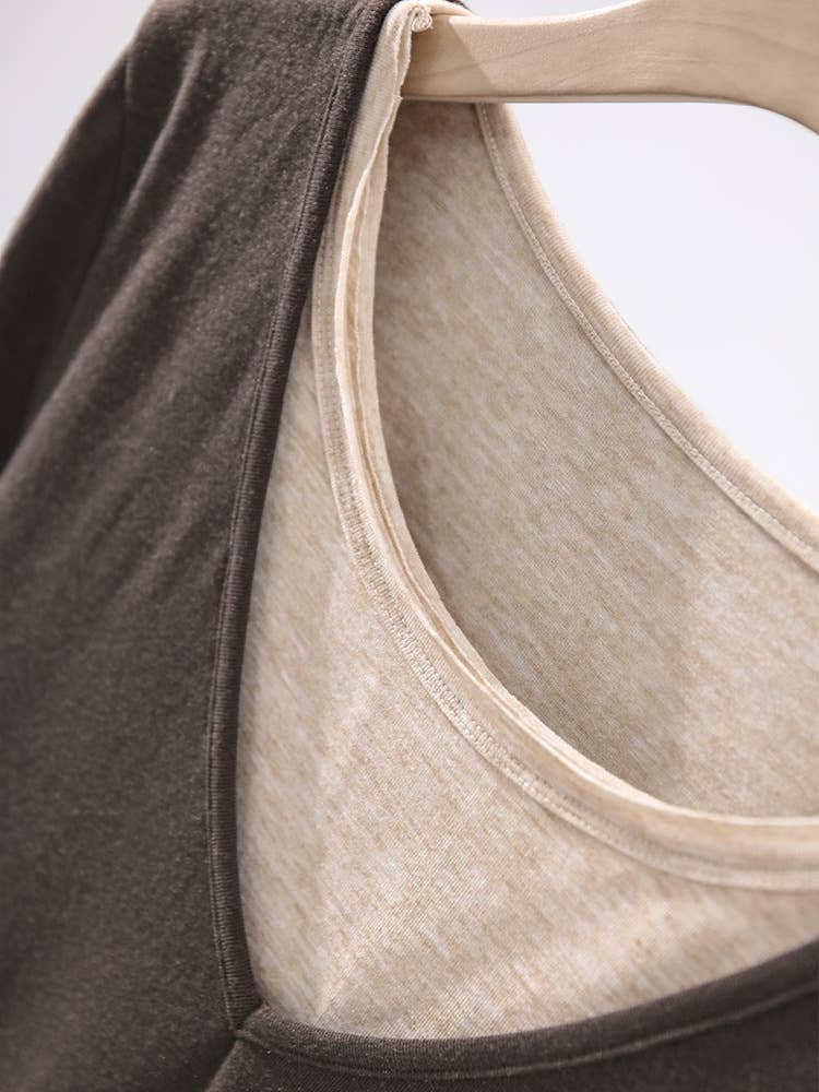 SLIMMING FAKE TWO ARTSY RETRO LONG SLEEVE SHIRTS