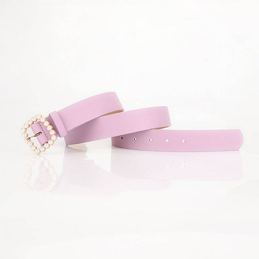 Fashionable square-shaped pearl buckle belt