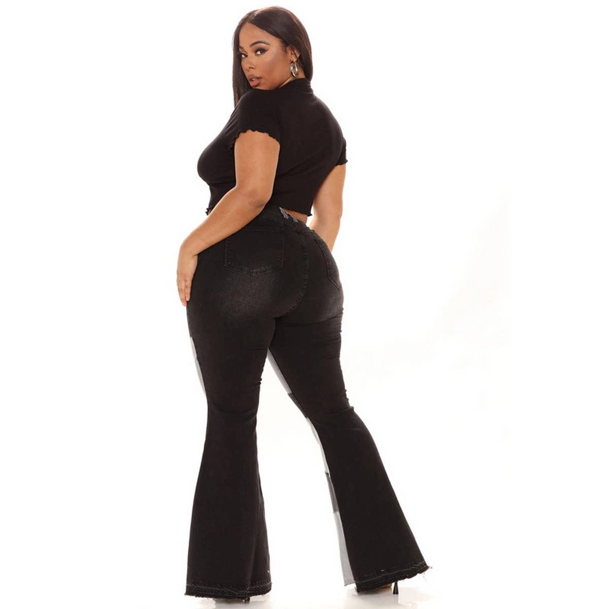 RETRO HIGH WAISTED FLARED PANTS JEANS_CWJP0175