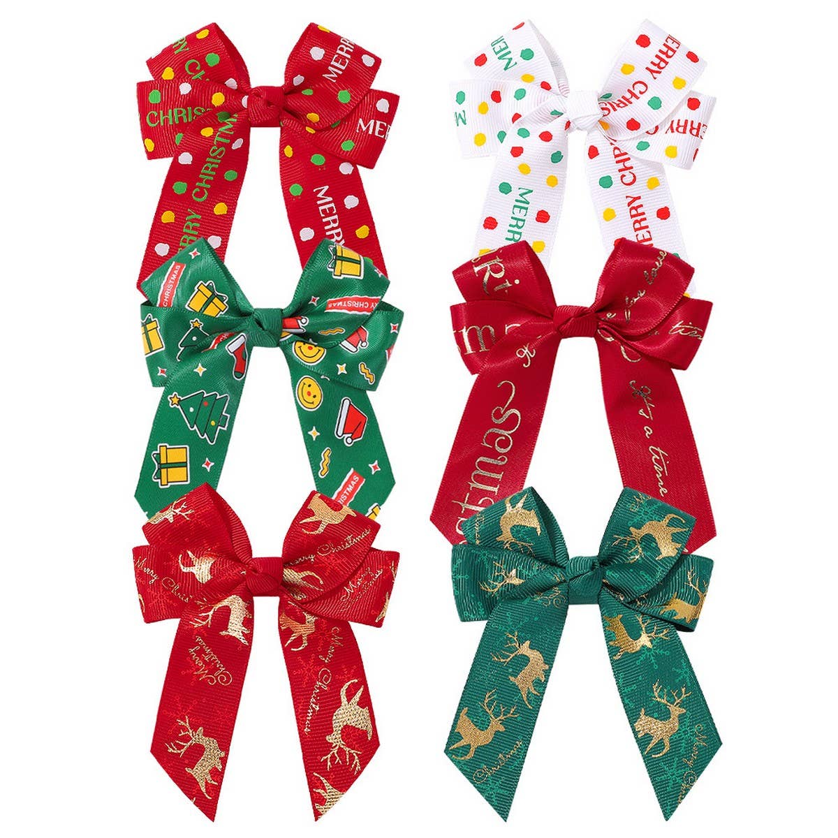 Reindeer Polka Dot Ribbon Hair Clip_CWAHA6697