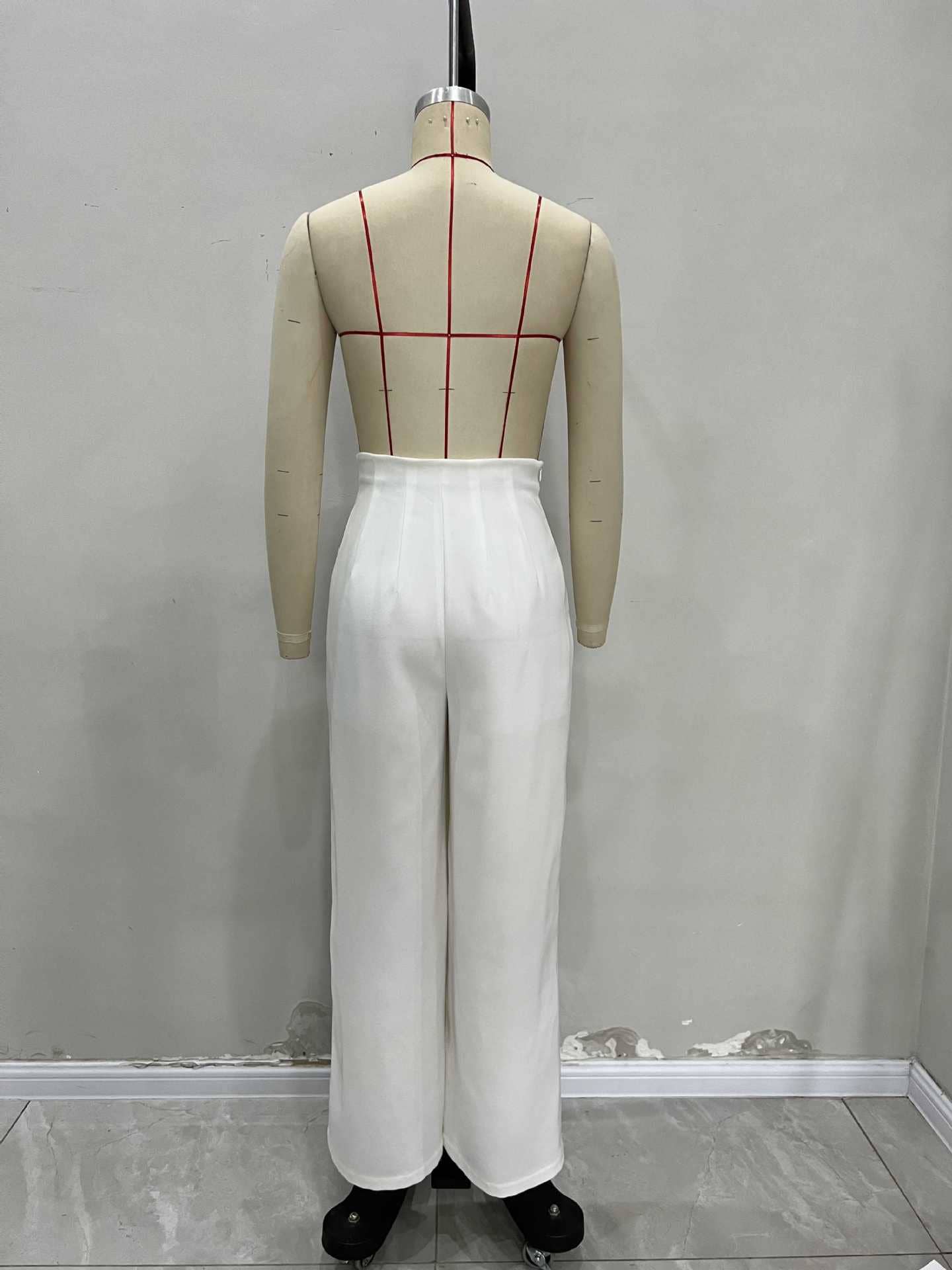 Irregularly waisted high-waisted wide-leg pants