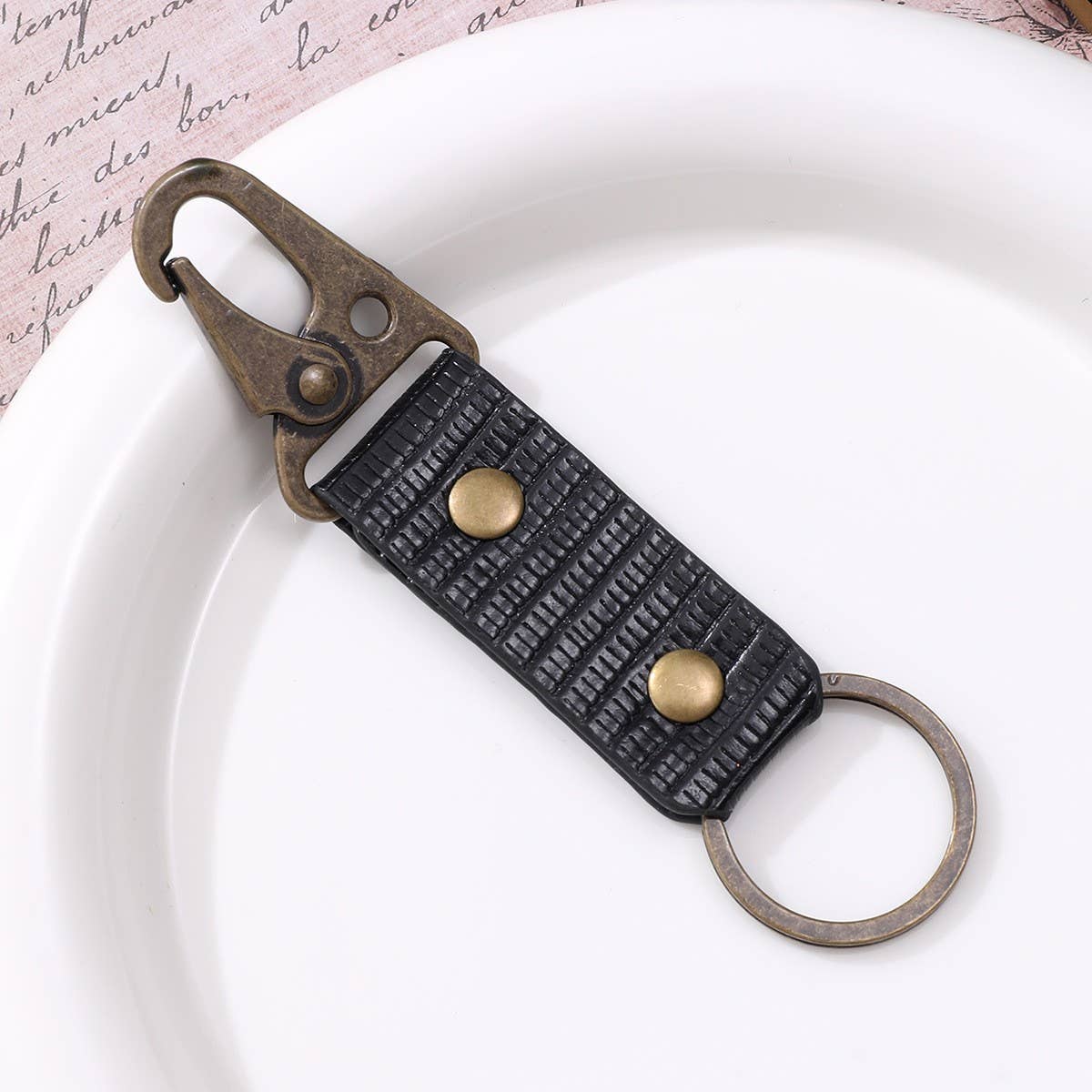 VINTAGE LEOPARD WEAVE LEATHER KEYCHAIN PENDANT