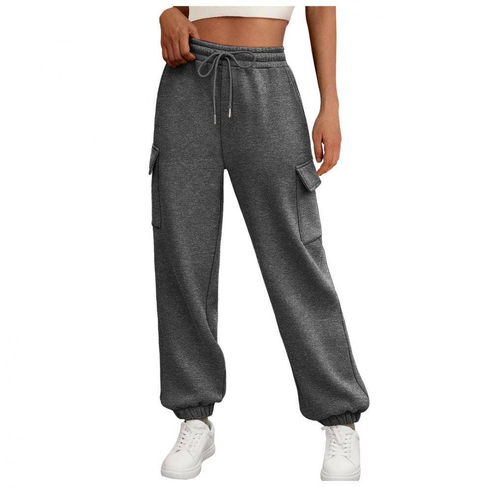 Solid-color straight-leg wide-leg sweatpants