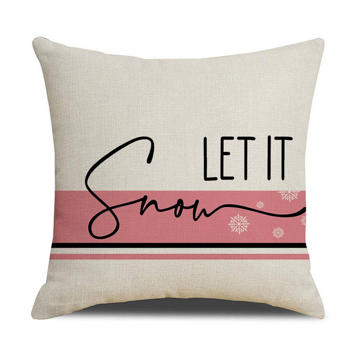 NEW PINK CARTOON CHRISTMAS LINEN PILLOWCASE