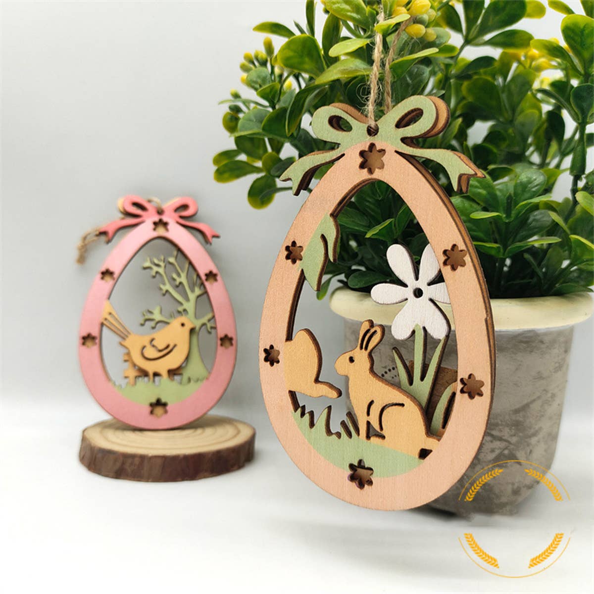 CWASC2679_EASTER WOODEN BUNNY COLORFUL HOLLOW HANGING SIGN