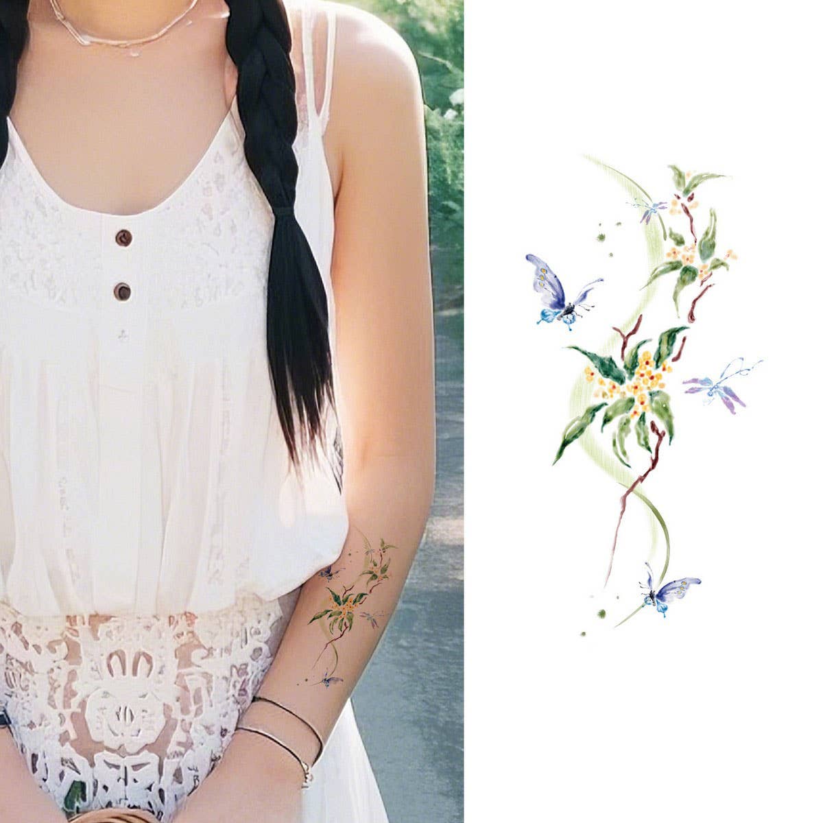 Elegant Floral Arm Tattoos Waterproof&Long Lasting