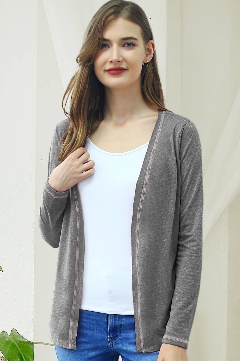 CWOCAL542_SOFT COLOR CONTRAST OVERLOCK KNIT CARDIGAN