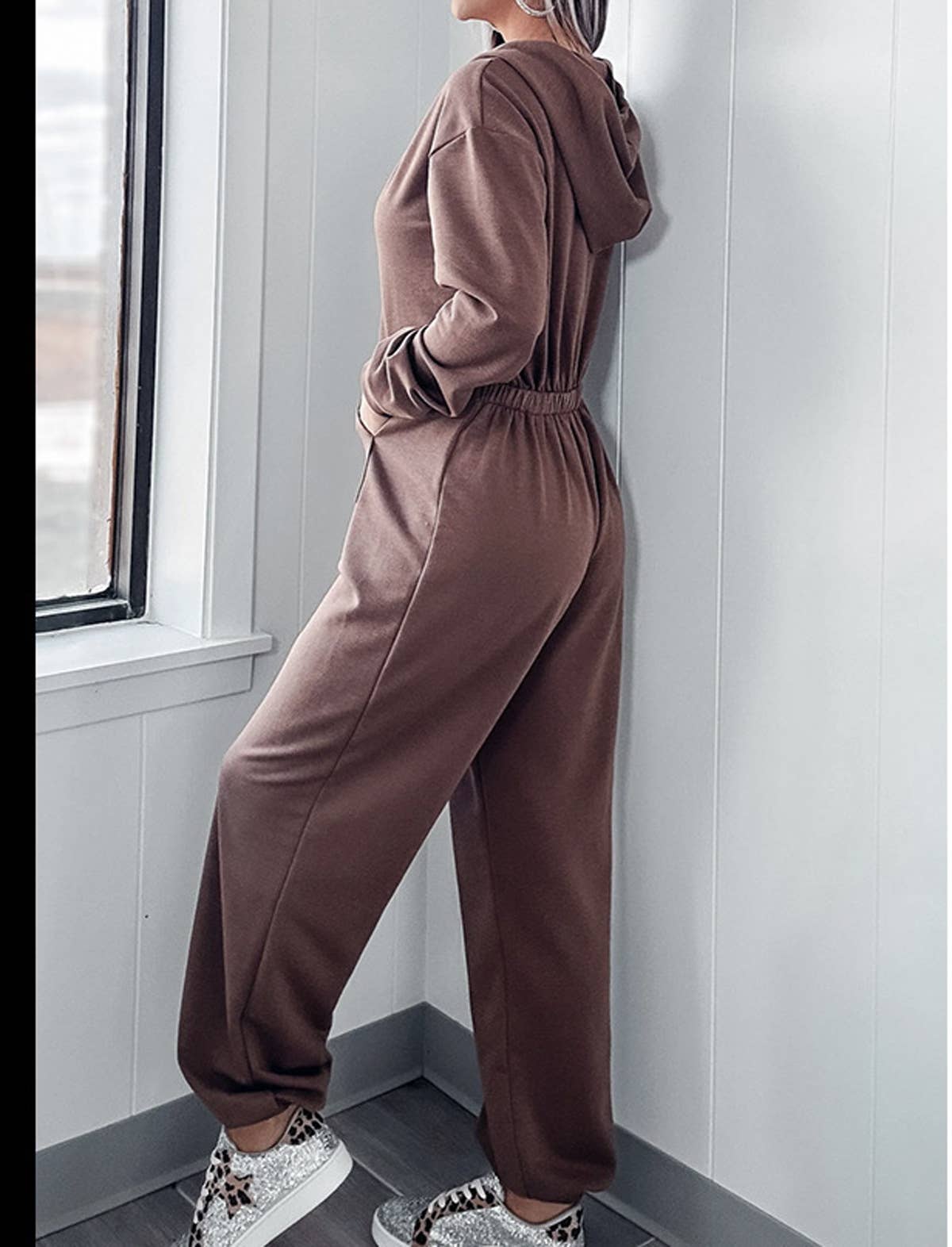 FASHION LONG SLEEVE V-NECK SOLID COLOR ONESIE