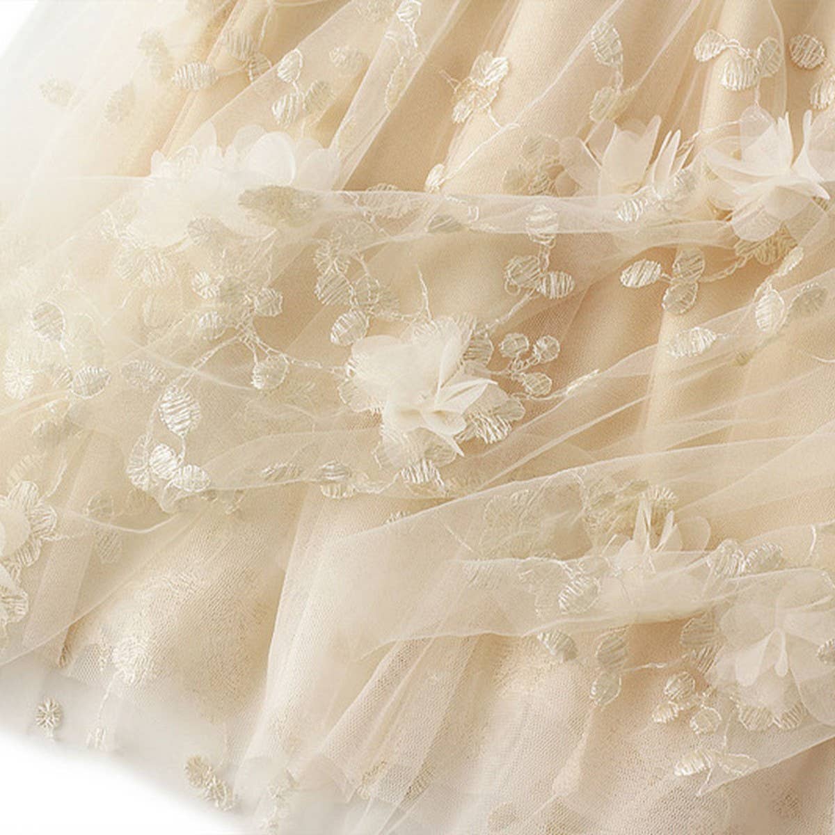 Embroidered Tulle A-Line Maxi Skirt Plus Size