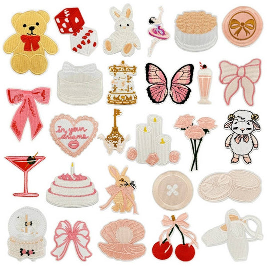 CUTE SOLID COLOR CARTOON BOW EMBROIDERED PATCH