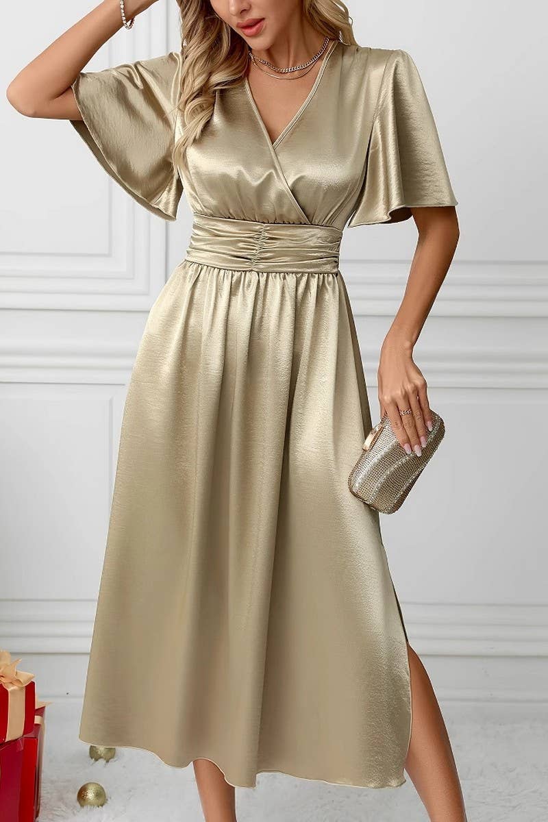 CWDMD5061_BANQUET TEMPERAMENT A-LINE MEDIUM-LENGTH DRESS